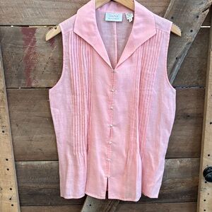 NWOT Dana Buchhman pink linen top